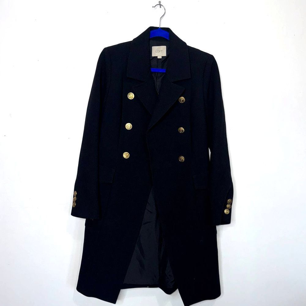 LOFT Black Double breasted Peacoat